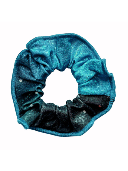 Gumička do vlasů - scrunchie - t241 tyrkysová třpytivá metalíza