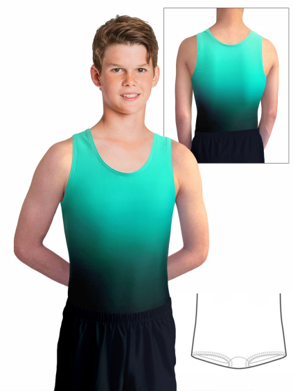 Gymnastický dres chlapecký, pánský D37chn t122 černomentolová ombré