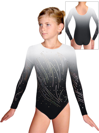 Gymnastický dres D37d t122 F170pr černošedá ombré