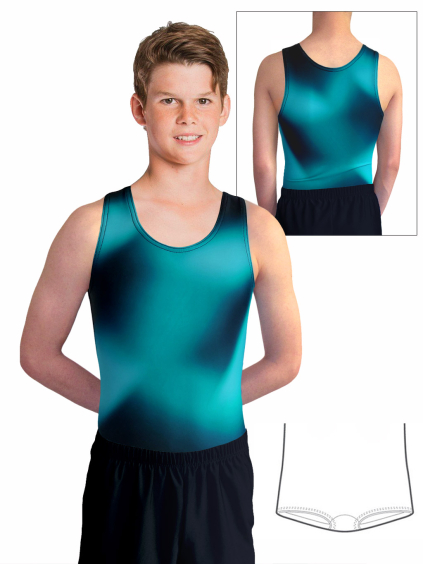 Gymnastický dres chlapecký, pánský D37chn t256ct černotyrkysová