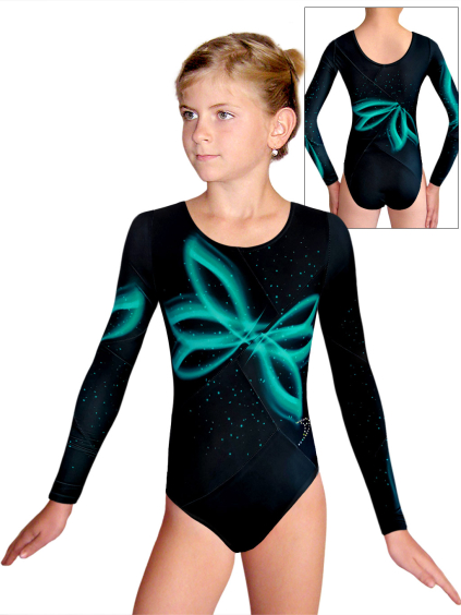 Gymnastický dres D37d-52 t255 černomentolová