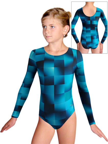 Gymnastický dres D37d v532 černotyrkysová