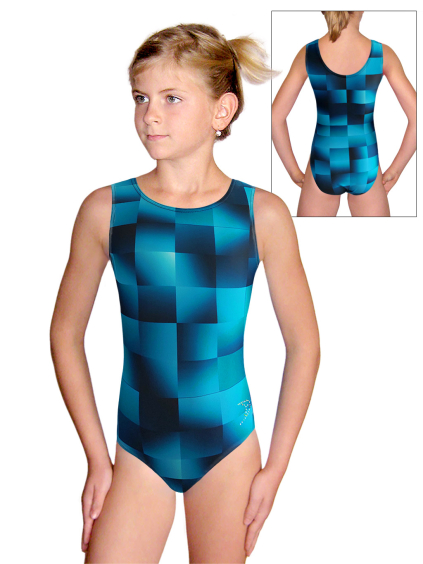Gymnastický dres D37r v532 černotyrkysová