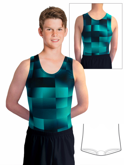 Gymnastický dres chlapecký, pánský D37chn v533 černomentolová