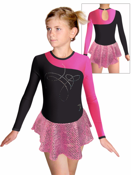 Krasobruslařské šaty - trikot K724xx F21 černá lesklá plavkovina.