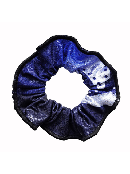 Gumička do vlasů - scrunchie - t262 černomodrá třpytivá metalíza