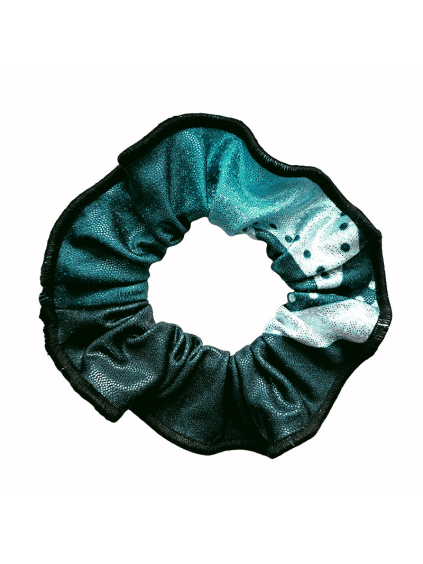 Gumička do vlasů - scrunchie - t262 černomentolová třpytivá metalíza