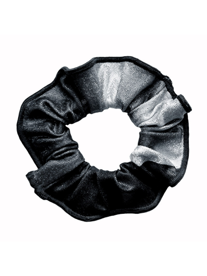 Gumička do vlasů - scrunchie - t268 černobílá třpytivá metalíza