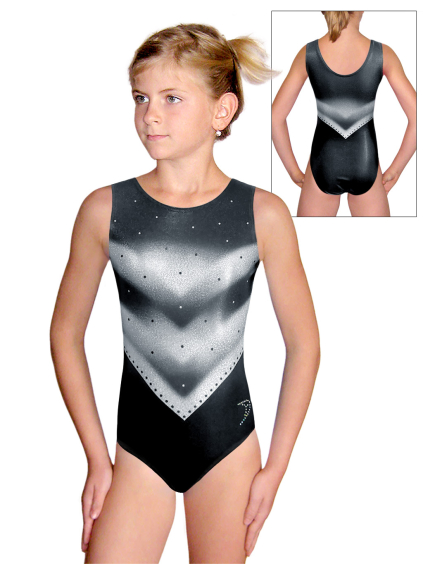 Gymnastický dres D37r t268 černobílá třpytivá metalíza