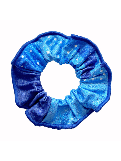 Gumička do vlasů - scrunchie - t264 tyrkysová třpytivá metalíza