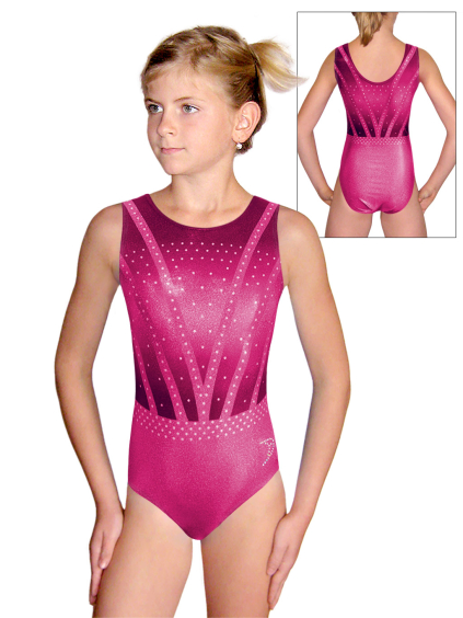 Gymnastický dres D37r t264 růžová třpytivá metalíza