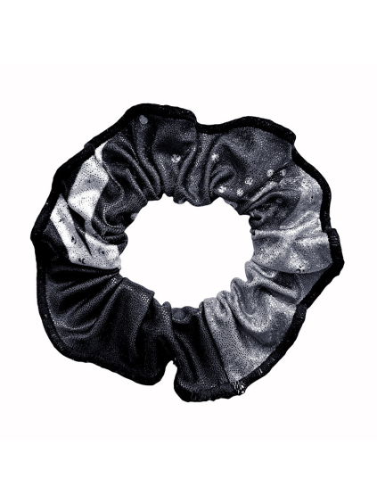 Gumička do vlasů - scrunchie - t266 černošedá třpytivá metalíza