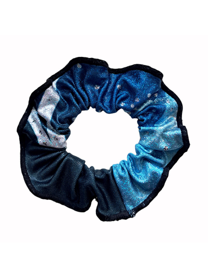 Gumička do vlasů - scrunchie - t266 tyrkysová třpytivá metalíza