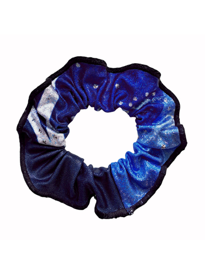 Gumička do vlasů - scrunchie - t266 modrá třpytivá metalíza