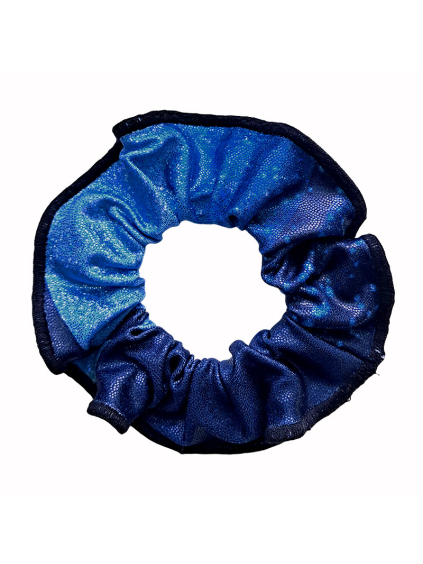 Gumička do vlasů - scrunchie - t263 modrá třpytivá metalíza
