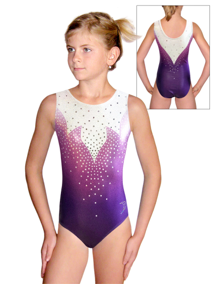 Gymnastický dres D37r t265 fialová třpytivá metalíza