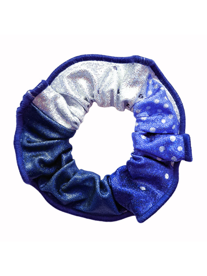 Gumička do vlasů - scrunchie - t265 modrá třpytivá metalíza