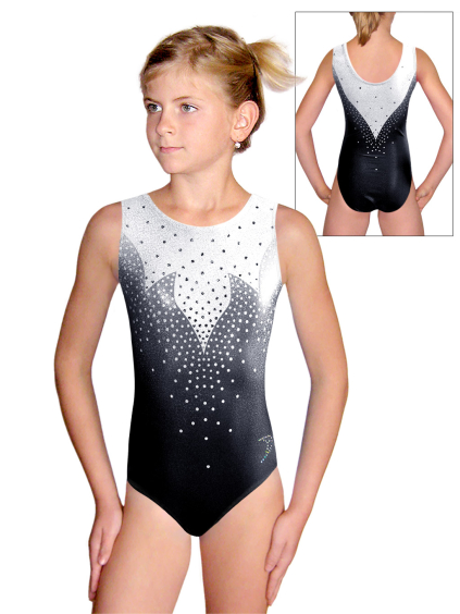 Gymnastický dres D37r t265 černobílá třpytivá metalíza