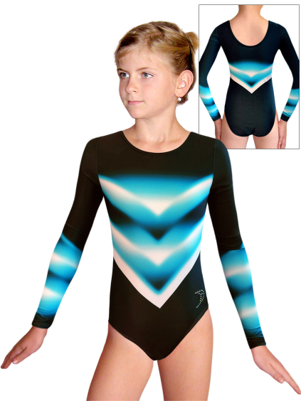Gymnastický dres D37d t269 černotyrkysová