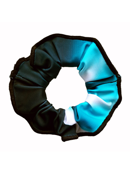 Gumička do vlasů - scrunchie - t269 černotyrkysová