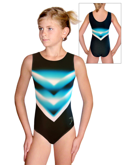 Gymnastický dres D37r t269 černotyrkysová