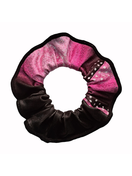 Gumička do vlasů - scrunchie - t272 černorůžová třpytivá metalíza