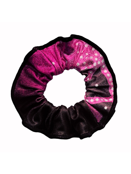 Gumička do vlasů - scrunchie - t273 černorůžová třpytivá metalíza