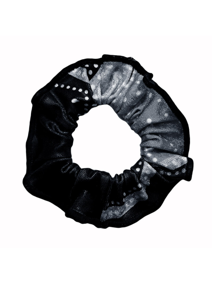 Gumička do vlasů - scrunchie - t274 černošedá třpytivá metalíza
