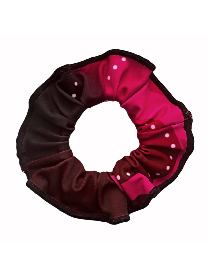 Gumička do vlasů - scrunchie - t280 černorůžová