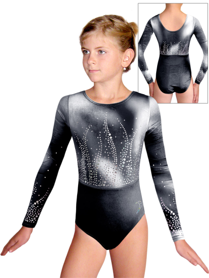 Gymnastický dres  D37d-61 F181pr t254 černobílá samet