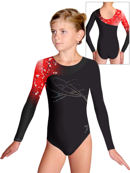 Gymnastický dres D37d-56xx t154cv černá lesklá plavkovina