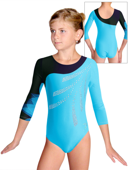 Gymnastický dres D37tr-56xx t137t světle tyrkysová lesklá plavkovina