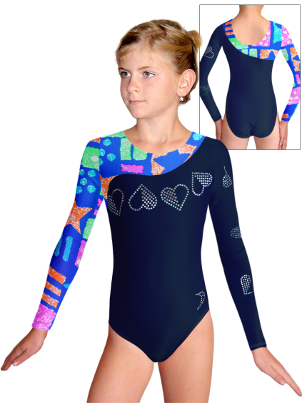 Gymnastický dres D37d-56xx v195 tmavě modrá matná plavkovina