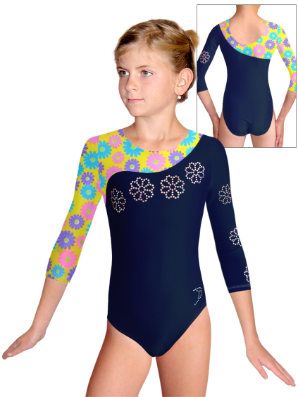 Gymnastický dres D37tr-56xx v439 tmavě modrá matná plavkovina