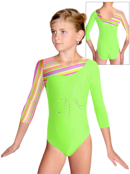 Gymnastický dres D37tr-56xx v196 reflexní zelená mikrovlákno