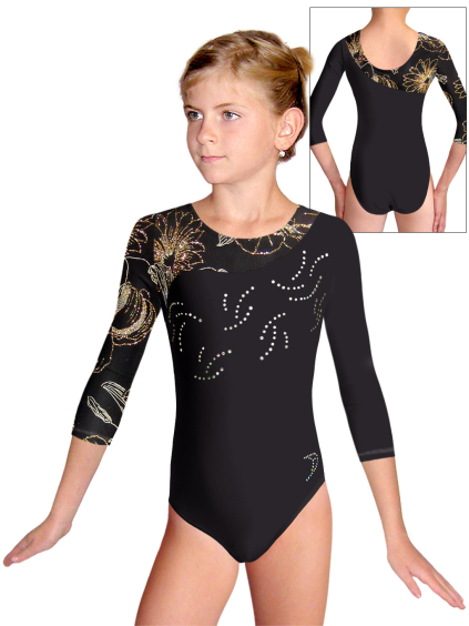 Gymnastický dres D37tr-56xx v76 černá lesklá plavkovina