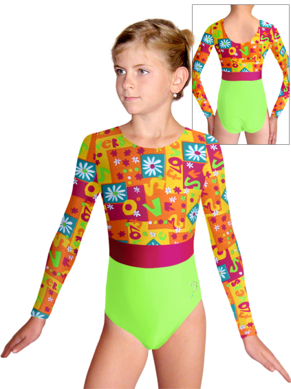 Gymnastický dres  D37d-62xx v375 reflexní zelená  mikrovlákno