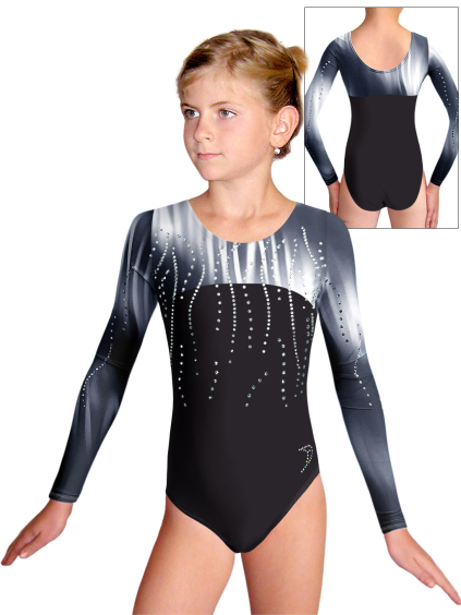 Gymnastický dres D37d-1xx t1197c černá lesklá plavkovina