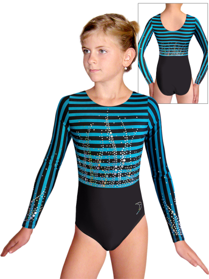 Gymnastický dres  D37d-61xx v332 černá lesklá plavkovina