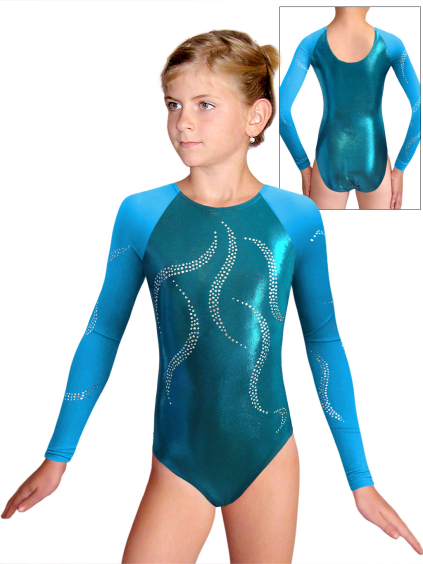 Gymnastický dres  D37d-9xx 21p zelenomodrá metalíza