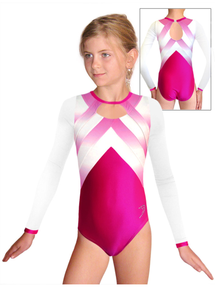 Gymnastický dres závodní D37d-66x t122 bílorůžová