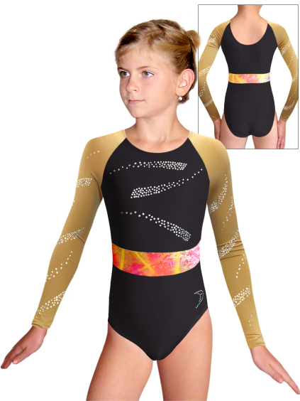 Gymnastický dres  D37d-49xx zl černá mikrovlákno