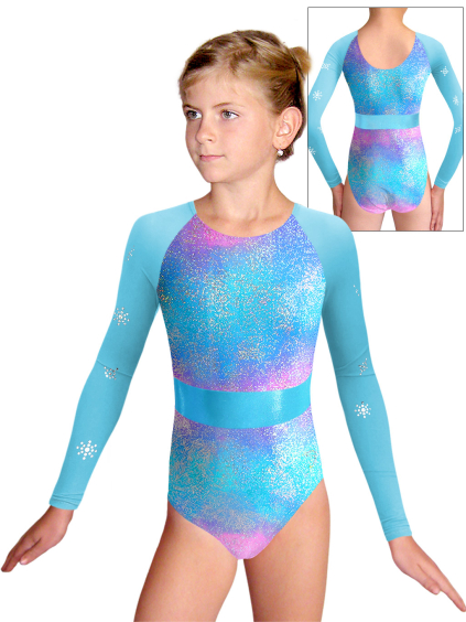 Gymnastický dres  D37d-49xx v493 s tylovými rukávy