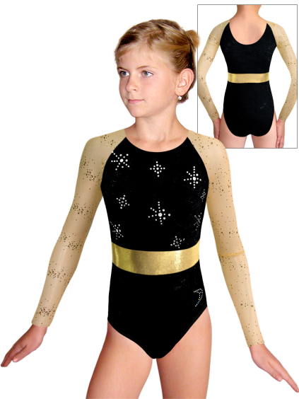Gymnastický dres  D37d-49xx v491 černý elastický samet