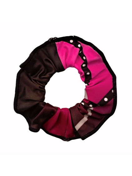 Gumička do vlasů - scrunchie - t284 černorůžová