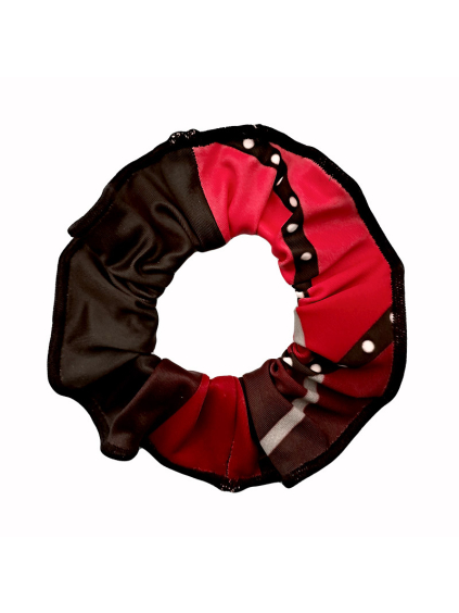 Gumička do vlasů - scrunchie - t284 černočervená