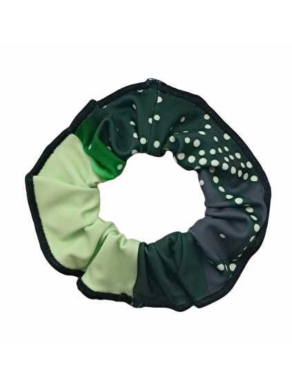 Gumička do vlasů - scrunchie - t281 černozelená