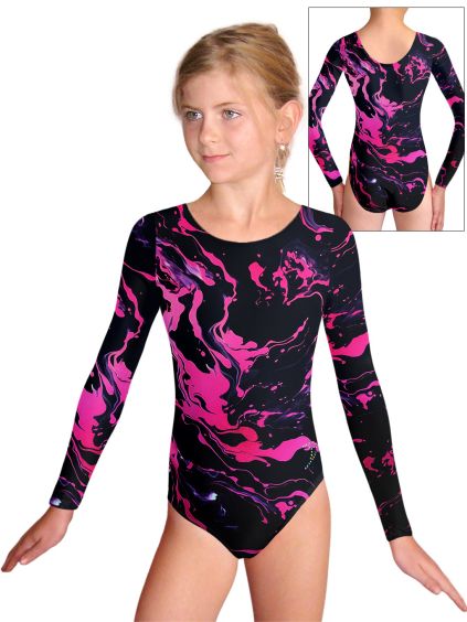 Gymnastický dres D37d v560 černorůžová
