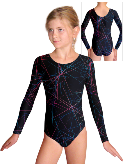 Gymnastický dres D37d v555 černomodrorůžová