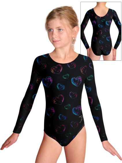 Gymnastický dres D37d v553 černá s barevnou
